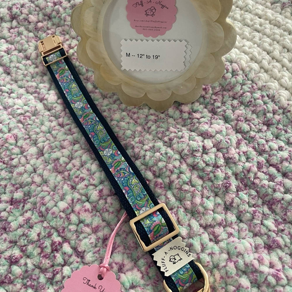 Lilly Pulitzer inspired Dog Collar with Gold Buckle